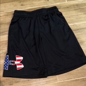 Under Armour Black Shorts with USA Flag Logo